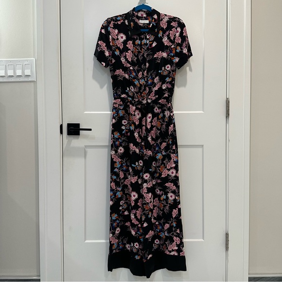 SANDRO PARIS Olivier Floral-Print Wide Leg Jumpsuit Size 34 - Picture 3 of 12